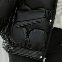 Tawop puffer jakna Ženska ženska modna casual patentrice Labavi dugi rukav bombarder tople bluze crni