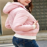 Žene puffer kratkodlakasta jakna toplo lagana sjajna modna kaputa Zip Chic Jacket Ownewer sa džepom