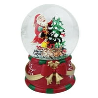 Djed Mraz preliv na stablo muzički snježni globus - crvena
