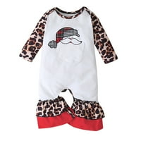 Baby Toddler Bodysuit Romper Xmas Boys Girls Dugi rukav Leopard Ispis Patchwork Slatko crtani ROMPERSKI
