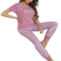 Grianlook dame Sleep odjeća s kratkim rukavima Lounge Set Striped noćna odjeća Žene labave pidžame Postavlja
