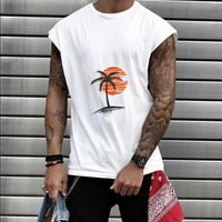 Ljetne majice za muškarce CAP rukav trendy Crewneck pulover vrhovi labavi redovni fit palminski stablo