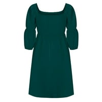 Finelylove mini ljetne haljine žene Polufalne haljine A-line dugih rukava čvrsta vojska zelena l