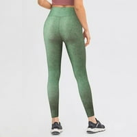 Green gamaše visokog struka za žene joge gamaše cvjetni zeleni s