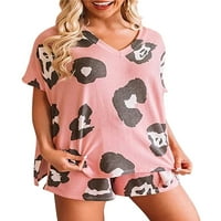 Gomelly Women pidžama Set Leopard Print Nightness odijelo Loose PJS Dame Comfy Ljetna odjeća za spavanje