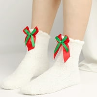 Dyfzdhu Ženske čarape Bowknot čiste čarape za boju preko festivala Božić