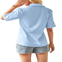 Paille ženske majice rever za bluzu za bluzu za vrat prema dolje na vrhu dame lagane tucijske majice