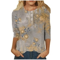 Cleance Women Bluzes Dressy bluza Žene Ležerne prilike Ležerne prilike Cvjetne bluze Ovratni, sivi,