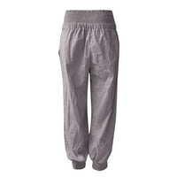 Ležerne hlače Žene posteljine pantalone džep pamučne hlače od solidne odjeće