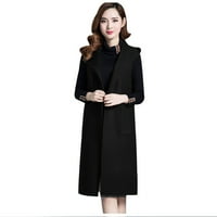 Zimski kaputi za žene plus veličine Radne čvrstog vintage zimskog ureda bez rukava vunena jakna crna