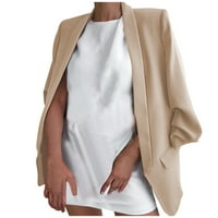 Ženski vrhovi čvrsti boja modni rever slim fit proret džep cardigan odijelo od beige 3x
