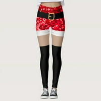 Žene prilagođene božićne hlače prilagođene mršave gamaše za gamaše koje trče Božić Santa Pilates Party