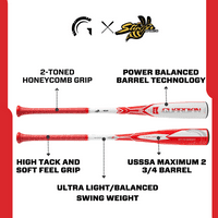 Guardian Stinger Drop Baseball Bat - Baseball Bat za dječake 8- - certificirani jednodijelni legura za mlade Baseball Baseball - 3 4 Barrel, 27 - Oz, bijelo crveno