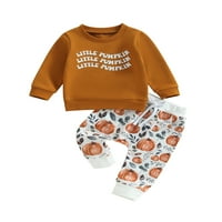 Toddler Baby Boys Halloween Dvo odijela Dojenčad s dugim rukavima Pismo Ispis dukserice + bundeve print