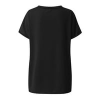 Ženski vrhovi ženska modna proljetna ljetna V-izrez džepna majica sa valjanim rub kratkim rukavima