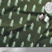 Soimoi Green Japan Crepe Satin Tkaninski božićno drvcu Print Šivaći tkaninu dvorište široko
