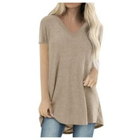 Plus vrhovi veličine za žene kratki rukav V izrez Solid Color Ljeto Ležerne prilike THIrts Modne bluze