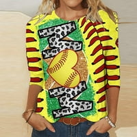 Oslinska majica za žene Olyvenn Wople Mode Summer rukava Tees Leopard Baseball mama Print Tops Crew Majice Slim Fit Flowy Casual BluZA Dressing Yellow 14