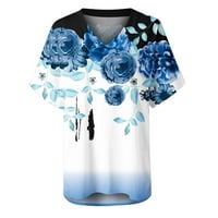 TKLPEHG WOMENS Ljetni vrhovi Casual Relaxed Fit Majice s kratkim rukavima V-izrez Košulje Floral tiskane