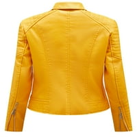 Glonme Dame Full Zip Otvorena prednja jakna Čvrsta boja moto moto motocikl kaput FAU kožna odmorska