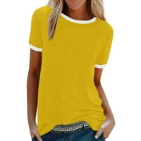 Ljetne bluze plus veličine vrhova Dressy pamuk kratki rukav Bolovni blok posada kratkih majica l žuta