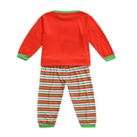 PUDCOCO božićni roditelj-dječji pidžami s dugim rukavima okrugli vrat majice prugaste hlače