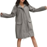 Ženski kaput kišna jakna s kapuljačom laganim dugim rukavima sa dugim rukavima Zip up crtanje sa džepovima