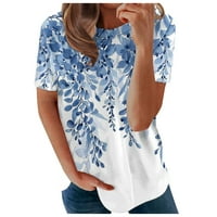 Ženski vrhovi Crew vrat Ženska bluza Labavi grafički otisci Košulje Kratki rukav Summer Plavi XL