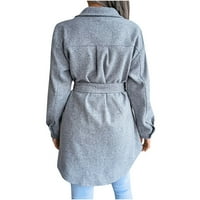 Vrhovi za žene modne ugodne labave ležerne jesenje uštede kaputi siva S-6XL