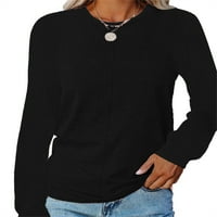 Ladiyo ženski klasični okrugli izrez dugih rukava Top jednostavnog osnovnog pulover S-2XL