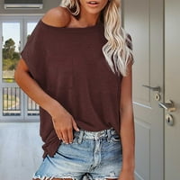 Fusipu Žene Ljeto Slatko Boja O-izrez sa majica kratkih rukava s džepom