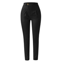Capri pantalone za žene Čvrsta boja pant sa džepnim gumbima Ukupno bolovne boje elastične strugove planinarske