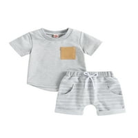 Codeop Toddler Boys Outfit set, majica kratkih rukava i prugaste kratke hlače