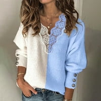 Ženska bluza vrhovi modni pulover s dugim rukavima Elegantna haljina V izrez labavi fit majice Trendy