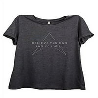 Tenk navojem Vjerujte da možete žene opuštena majica majica na ugljenu sivi sivi mali