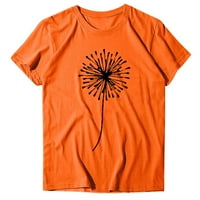 Ženski vrhovi tiskanje kratkih rukava O-izrez Loose Obrezine majice narančasta m