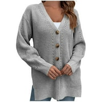 Ženski prednji otvoreni kardigan jednokradna mekana dugačka odjeća s čvrstom pletenom džemper za žene