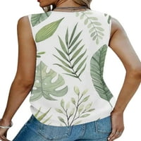 Žene T majice Cvjetni print Cisterne vrhove bez rukava Ljeto Top Dame Comfy bluza Plaža Tee Green L