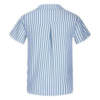 Asdoklhq Clearence, ljetni pad muški odobrenje ispod $ muške prugaste košulje Havaii Slim Fit Short rukava na plaži za odmor Top bluza, plavi XXXXL