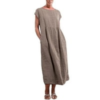 Košulja duge haljine za ženske kape ruhove ljetna haljina čvrsto kaftano pamučna posteljina casual maxi