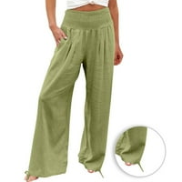 Amtdh Ženske trendy Palazzo Pants Clearence Solid Color Lounge High Elastic Stvari torbe s podesivim