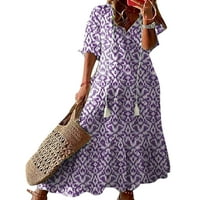 Calzi V izrez Maxi haljine za žene havajska duga haljina casual slojeviti ljeto plaža Sunderss cvjetni
