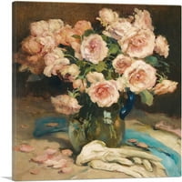 Ruže u staklenoj vrču platnena umjetnost otisak Fernand Toussaint - Veličina: 18 18