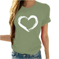 Ležerne majice za žene Ljeto kratki rukav O-izrez Ljubav Heart Print Tops Valentines Majke Dan majica