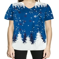 Beiwei ženski piling vrhovi božićni grafički krajevi majica Labavi tunik na vrhu xmas ispis casual pulover bluze