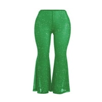 Sanviglor Women dna elastične pantalone na struku Jednobojno pantne pantne pantne pantne hlače Festival zeleni m