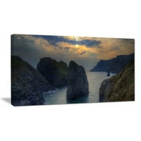 Dizajn umjetnosti tamno rocky panorama obala fotografskog ispisa na zamotanom platnu