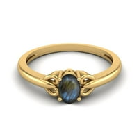 Sterling srebrni zlatni Vermeil 6x ovalni labradoritet pasijans ženski zaručni prsten