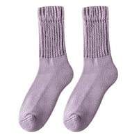 Dyfzdhu Žene Solicinske čarape Srednja cijev jesen Zima Solid Boja pamučne pile Socks Socks