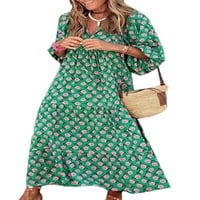 Leuncero dame tunika haljina cvjetni print maxi haljine Vintage sandress ženska povremena boemska prugasta